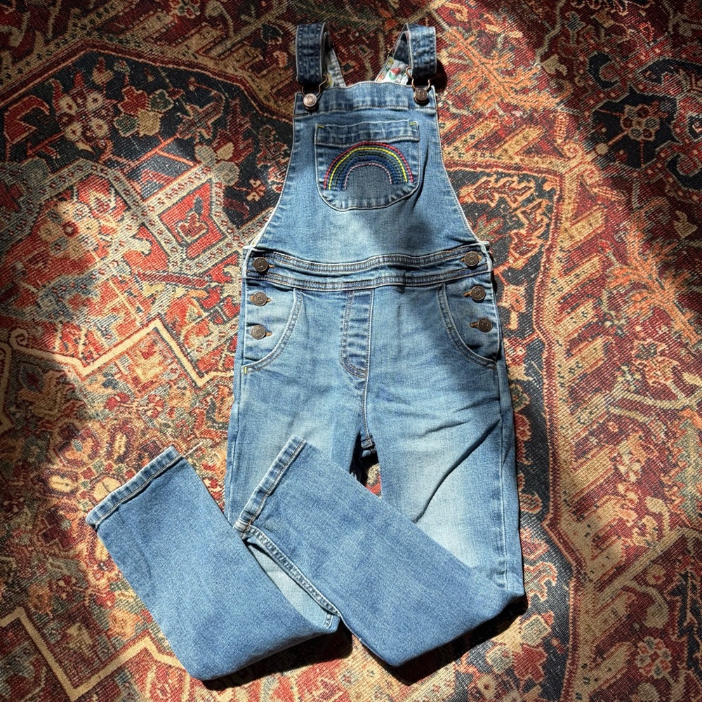 Boden Floral Kids' Overalls with‎ Denim Accents